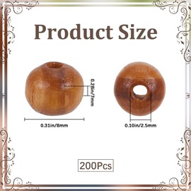 GORGECRAFT 200Pcs Wooden Beads 8mm Natural Round Wood Bead Small BurlyWood Beads Wooden Loose Spacer Craft Beads for Bracelet Necklace Hair Jewellery Making Hanging Garland DIY Home Decorations