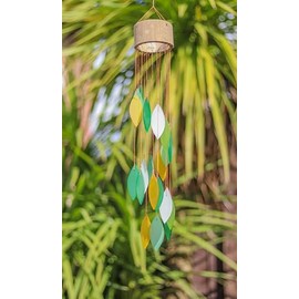 My Family House Glass Wind Chime - Spiral in Green - 100% Fair Trade - Handmade from Recycled Materials