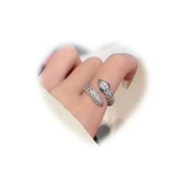Gothic Crystal Snake Ring Silver Snake Ankle Ring Emerald Snake Open Finger Ring Rhinestone Snake Stacking Ring Punk Adjustable Reptile Ring Jewellery for Women and Girls Gifts
