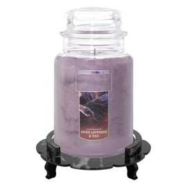 Beautyflier Scented Candle Holder Tray, Pedestal Candle Stand for Yankee Candle Classic 22oz Large Jar Single Wick Scented Candle, Decorative Marble Pattern Acrylic Candle Plate, Holder ONLY (Black)