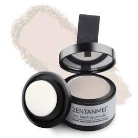 ZENTANMEI Root Touch Up Hairline Powder for Women & Men, Gray Hair Cover Up, Hairline Shadow PowderSweatproof & Windproof, 0.14 oz Root Cover Up Powder for Thinning Hair (White)