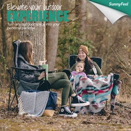 SUNNYFEEL XL Oversized Camping Chair, Folding Camp Chairs for Adults Heavy Duty Big Tall 300 LBS, Padded Portable Quad Arm Lawn Chair with Pocket for Outdoor/Picnic/Beach/Sports