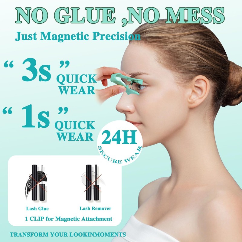 Fox-Eye Magnetic Eyelashes with Applicator - Reusable Natural Lashes, No