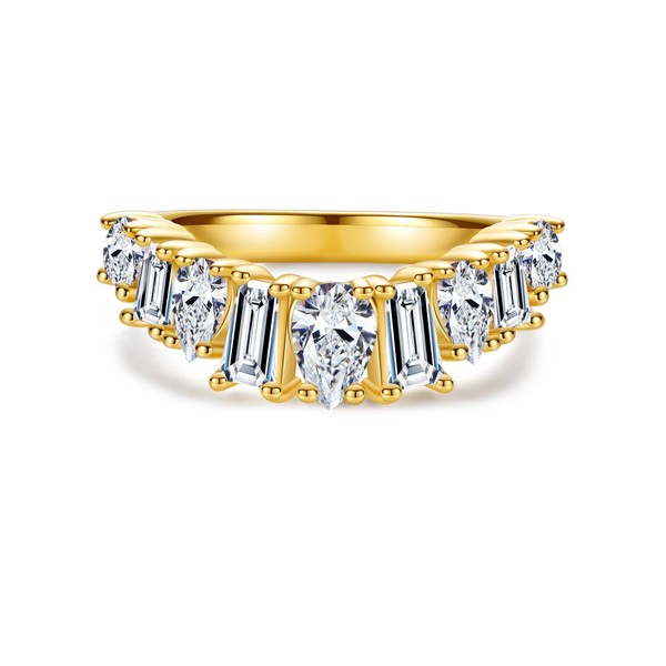 Gobaalele 2.1cttw Cubic Zirconia Yellow Gold Half Eternity Wedding Band