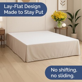Pleated Bed Skirt Twin Size - 3 Sided Pleated Bed Skirt Twin - Ultra-Soft, Easy Fit with 18 Inch Tailored Drop - Hotel Quality, Wrinkle Free & Fade Resistant - for Women, Men, Kids and Teens - Cream