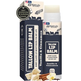 Beef Tallow Lip Balm – Natural Tallow Beeswax Chapstick – Hydrating Moisturizer Grass Fed Bison Tallow Balm Lip Care – Soothes Chapped, Dry Lips, Sensitive Skin – Long Lasting & Vitamin Rich USA-Made