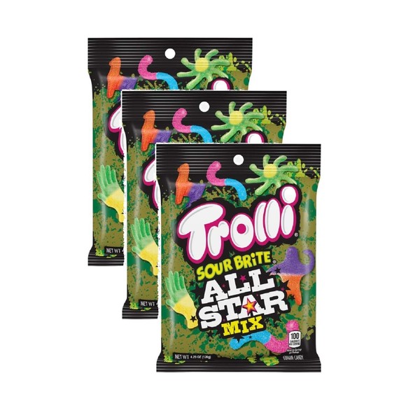 Trolli Gummi Candy Sour Brite All Star Mix, 4.25 Oz