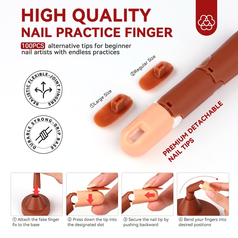 Saviland Acrylic Nail Practice Fingers: Adjustable Nail Practice Hand Fake