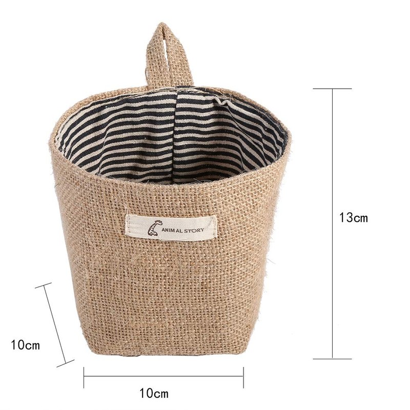 Cotton Linen Storage Bag, Clothes Bag Hanging Cotton Linen Basket