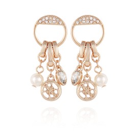 Charmy cluster logo drop earring, one size, Metal, No Gemstone