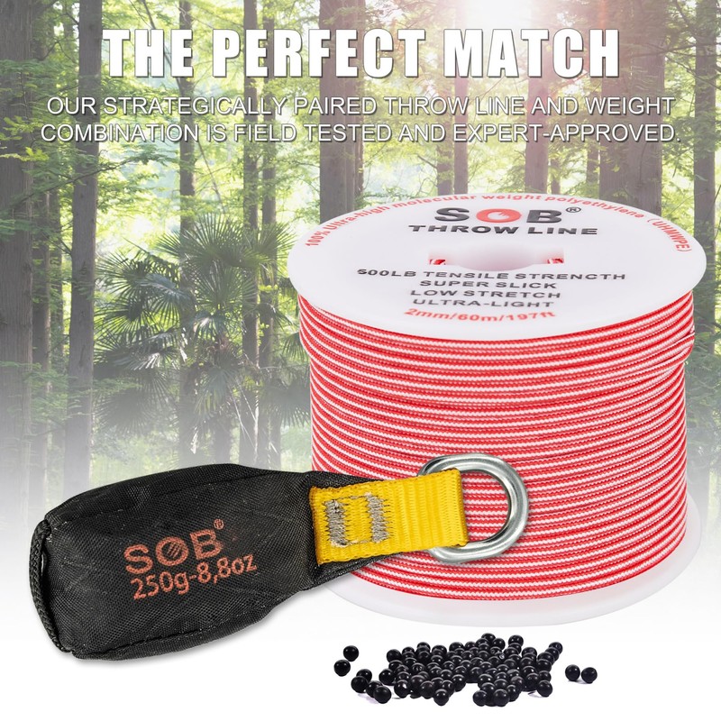 Arborist Throw Line Kit with 197ft Slick Rope & Throw