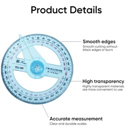 2 Pcs 360 Protractor Set,360 Degree Protractor Map Scale Full Circle Protractors Clear Geometry Markings Maths Patractors Plastic Portable Angle Finder Tools Stationery Goniometer for Exam,Woodworking