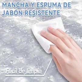 Cortina de Ducha, Cortina de Baño Impermeable de Secado Rápido 200x180 CM, Cortina de Ducha Translúcida con Ojales y Ganchos, Cortina de Baño de Patrón Cuadrado Fácil de Instalar para Hogar, Bañera