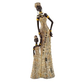 Lifestyle & More Modern Sculpture Figurine Woman African Woman Gold/Brown Height 31 cm