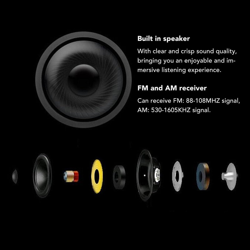 Bathroom Shower Radio, AM/FM Waterproof Speaker, Built-in Speaker with Strap,