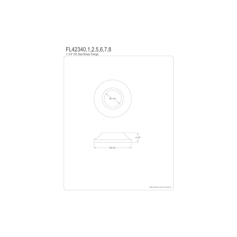 Kingston Brass FL42342 1-1/4" ID x 2-3/4" OD Flange, Polished