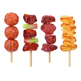 NUOBESTY Barbecue BBQ Cooking Kitchen,Play Food Sets for Kids Kitchen,Pretend Food Skewers Toys,BPA- Free Display Props Educational 4pcs