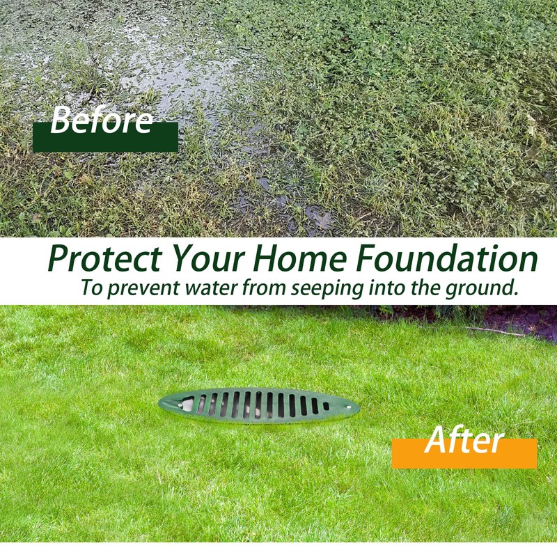 Mezchi 2 Pack 4 Inch Green Angled Drainage Grate, Yard