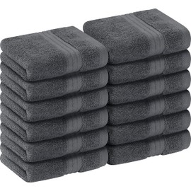 Utopia Towels Utopia Towels 12 Pack Premium Wash Cloths Set, 12 by 12 Inches, 100% Cotton Ring Spun, Highly Absorbent and Soft Feel Washcloths for Bathroom, Spa, Gym, and Face, Grey