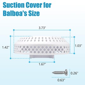 Apopip Suction Cover 3-3/4" with Screws Replacement for Balboa, 100gpm, Bathtub Jet Covers for Balboa Spa Parts