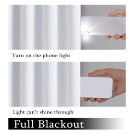 Urban Lotus White Linen Textured Full Blackout Curtain Panels 95 Inches Long Solid Color Room Darkening Thermal Inulated Drapes for Living Room/Bedroom Grommet Top Window Treatment, 52" W, 2 Panels