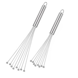Set of 2 Stainless Steel Ball Whisks, Large and One Small Whisk Set, Balls Whisk Stainless Steel, Wire Egg Whisk Set, Mini Whisk Stainless Steel for Cooking, Mixing, Whisking, Beating, Stirring