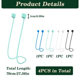 Pack of 4 Straps for AirPods, Carrying Strap for AirPods Pro 2/1 and AirPods 1/2/3/4, Accessories for Airpods, 70 cm Strap for AirPods, Holder for Everyday Sports, Secure Hold Comfort, Black White