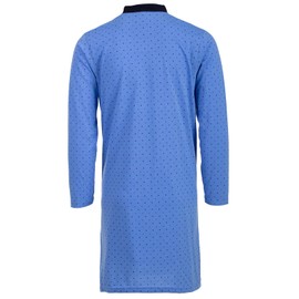 Henry Terre Men's Long-Sleeved Nightdress with Dots Chest Pocket Sleep Shirt Size M-3XL, lightblue, L