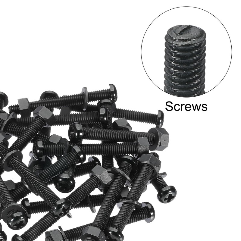 PATIKIL M6x50mm Black Nylon Bolts Plastic Nuts Full Thread Head