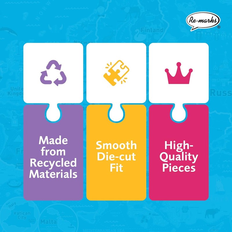 Re-marks Map of Europe Deluxe Jigsaw Puzzle with Whimsy Pieces