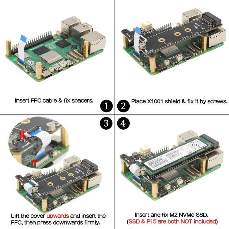 Geekworm X1001 V1.1 PCIe NVMe M.2 SSD 2280 Expansion Board