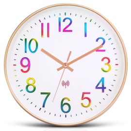 Ziprote Radio-Controlled Wall Clock, 30 cm, Silent Clock, Large, Easy to Read Clock, Modern Radio-Controlled Wall Clock, Non-Ticking for Kitchen, Bedroom, Office, Bathroom (Colourful)