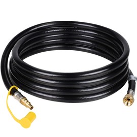 18 FT Quick Connect RV Propane Hose, Propane Extension Hose with 1/4" Male Quick-Connect Plug x 3/8" Female Flare Fittings Adapter 1lb for RV to Grill, BBQ, Camping Stove, Fire Pit, Heater