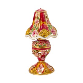 QIFU Vintage Table Lamp Style Enamel Trinket Box Hinged, Unique Gift for Family