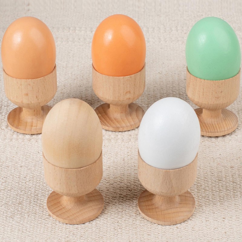 XineYuor 8pcs Wooden Egg Holder Cocque Decorations Egg Containers Perfect