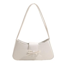 KAMEILONG Trendy Red Shoulder Bag for Women Patent Leather Hobo Handbags Y2K Purses Clutch Bag Cute Bow Purse, White