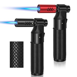 WANBRO 2 Stück Küchenbrenner, Flambierbrenner, verstellbare Jetflamme, Butangas nachfüllbar, winddichtes Jet feuerzeuge für Creme Brulee, BBQ, Backen, Löten (Kein Butangas)