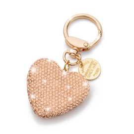 CHUQING Heart Key Ring Car Key Ring With Sparkly Rhinestones Rhinestone Keyring For Women, champagne heart