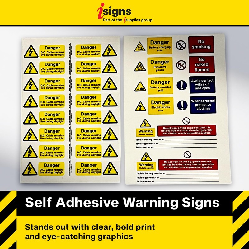 iSigns Solar Contractor Pack, Solar Panel Safety Labels Ideal for