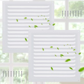 Yaocom 2pcs Attic Vents Gable Vents Aluminum Wall Vent Metal Shed Vent with Screen Mesh Square Vent Louver Vent Grille for Exterior Door House Attic Garage Ceiling (White,10 x 10 Inch)