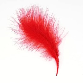 Marabou Feathers 20 Per Pack, 10-15 cm, Fluffy & Soft, 26 Colours (Red - 20 Pack)