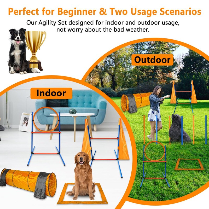 Dog Agility Training Equipment Set Outdoor Indoor Game, Tire Jump