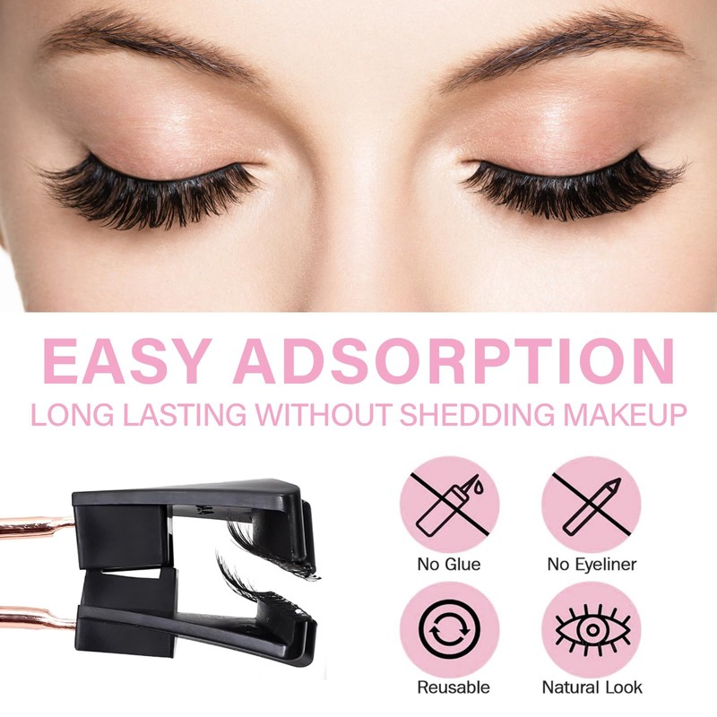 Magnetic Eyelashes, Natural & 3D Look, Reusable False Lashes Kit