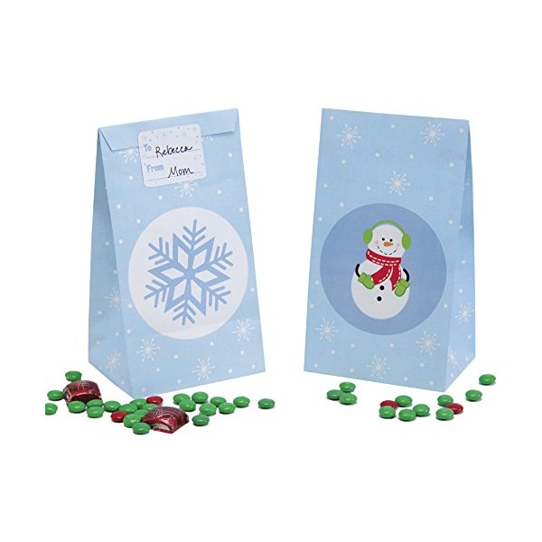 Snowflake Paper Bags w/Sticker Seals 12 Per Pack