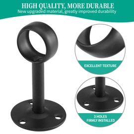 Anndason Curtain Rod Ceiling-Mount Bracket Curtain Rod Brackets Curtain Rod Holders for 1 1/4-Inch Rod (4 PCS, Black)