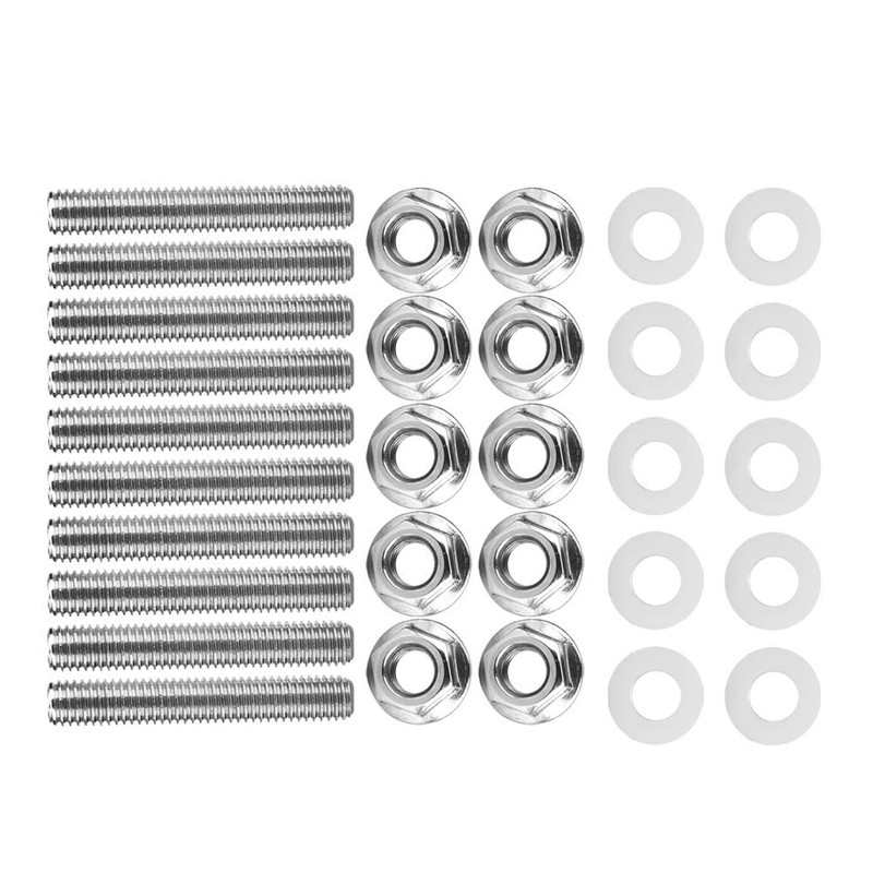 10Pcs Exhaust Manifolds Bolt,Stainless Steel Black Header Exhaust Manifold Head