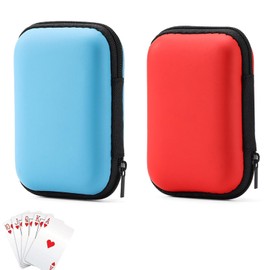 PRVCFZ 2Pcs Playing Card Case for UNO, Playing Card Box, Card Game Holder Case, Playing Card Bag for On The Go, Durable and Portable Storage Box, for Standard Size Playing Cards(Blue and Red)