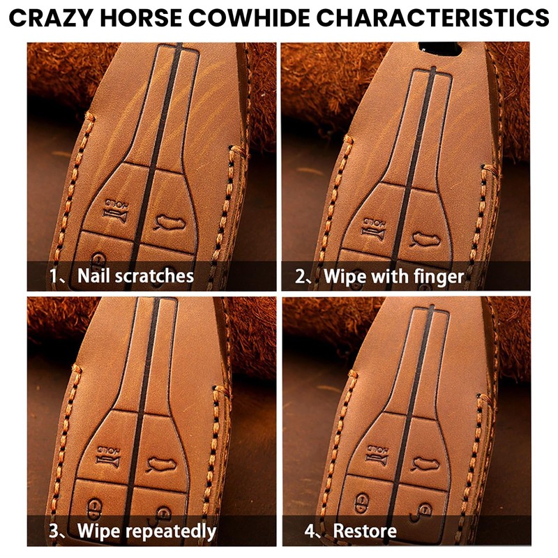 OLLEN Screws-Free Premium Leather Key Fob Cover, Fit for Subaru