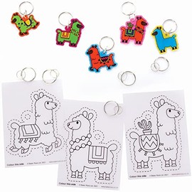 Baker Ross Llama Super Shrink Keyrings-Pack of 10, Animal Key Rings for Kids to Colour in (FC409), Assorted