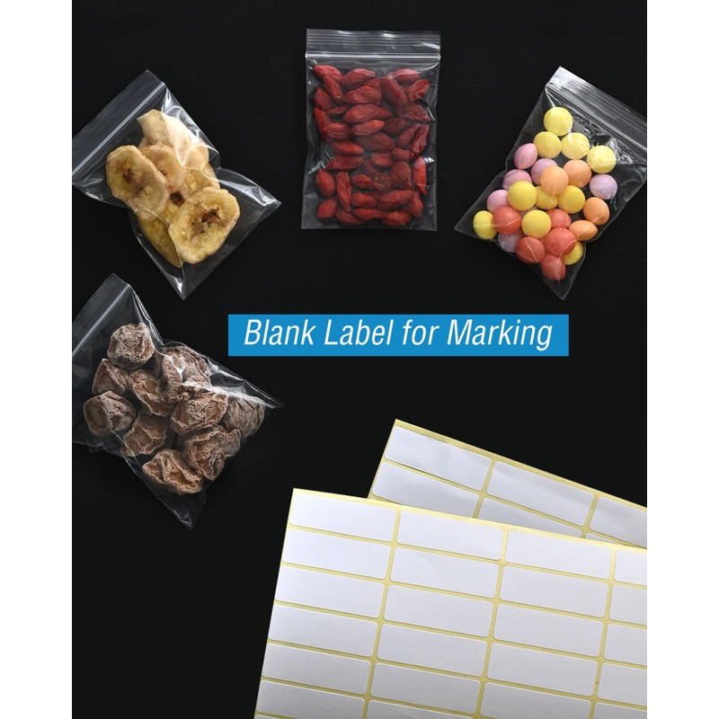 500 PCS Small Plastic Bags, Mini Resealable Bags, 4 Different